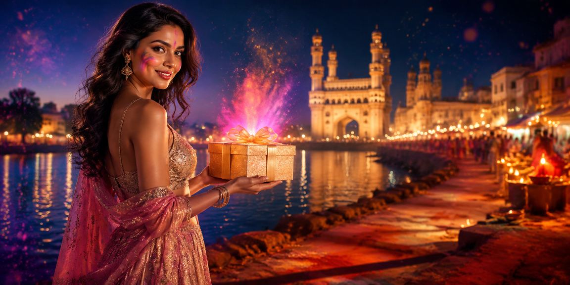 Hyderabad Charminar with festive register bonus celebration